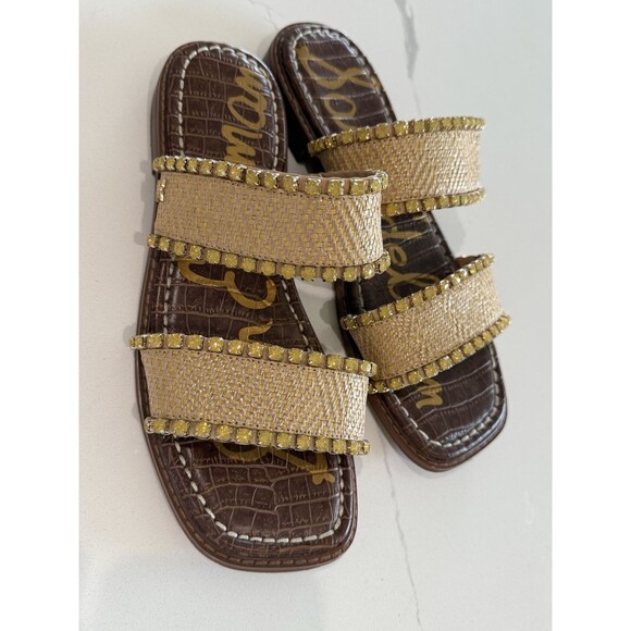 Sam Edelman Women's 8.5 M Hopie Square Toe Gemstone Crystal-lined Sandals Slides - Picture 4 of 8